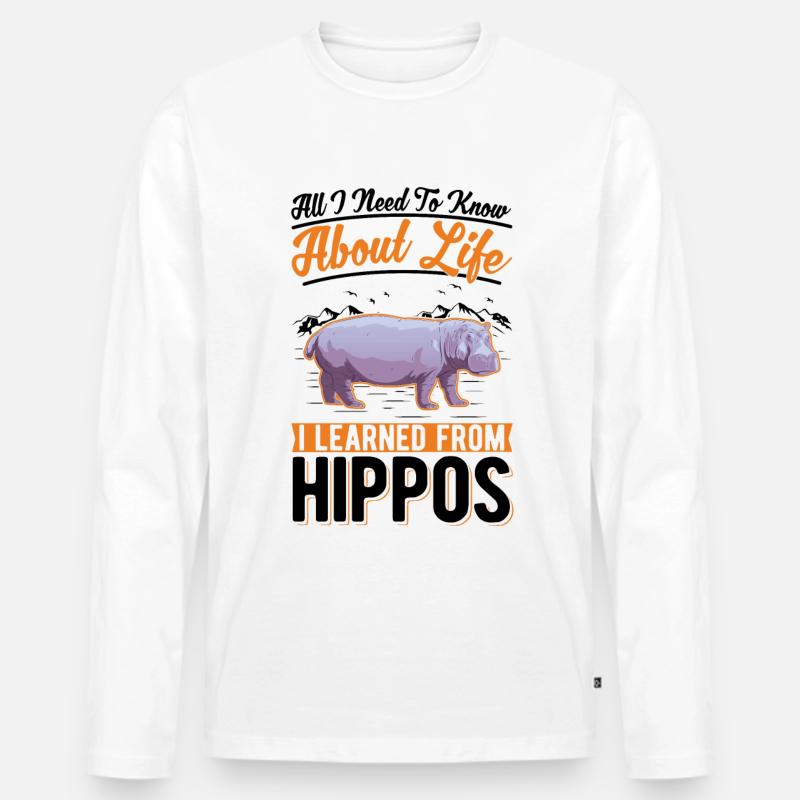 Nilpferd Geschenk Flusspferd - Männer Premium Bio Langarmshirt - Weiß