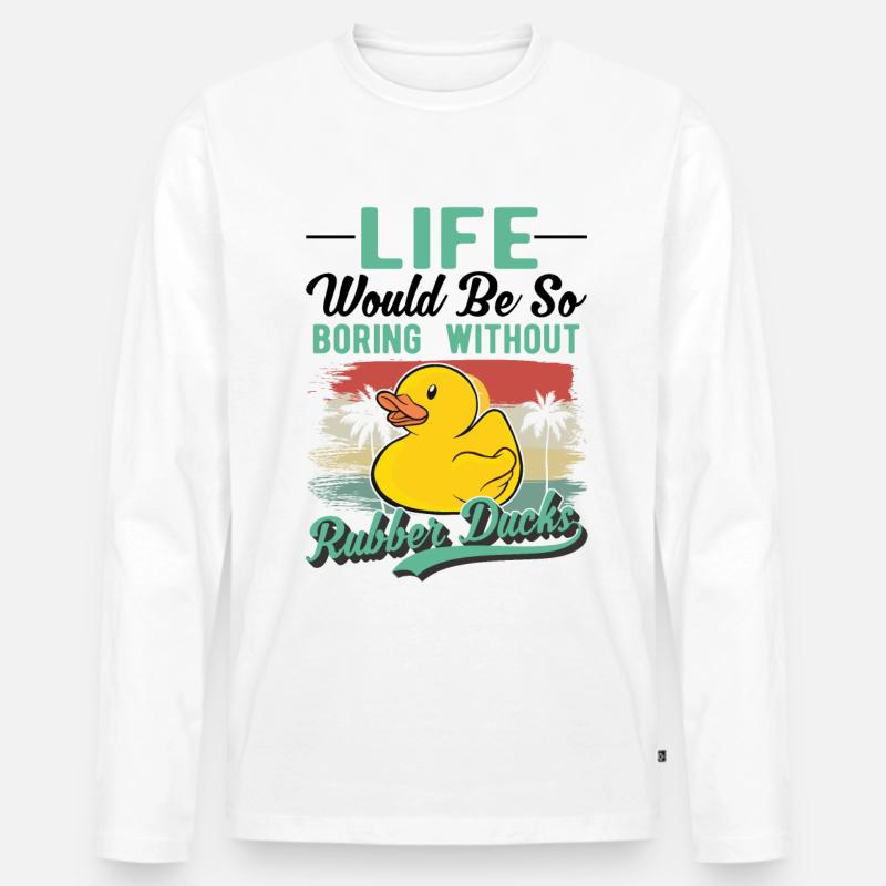 Gummiente Geschenk Quietscheente Badeente - Männer Premium Bio Langarmshirt - Weiß