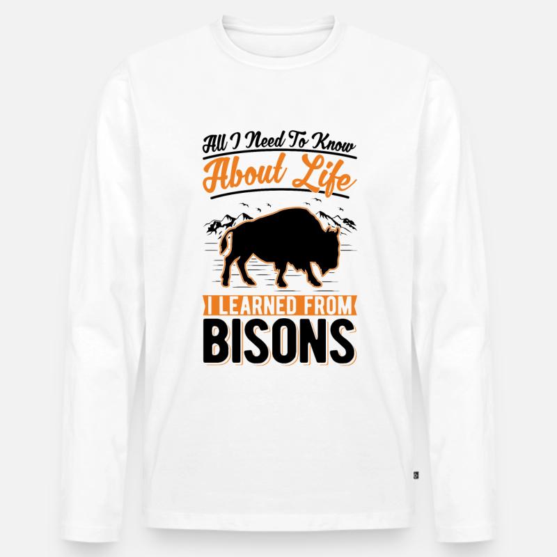 Büffel Geschenk Wasserbüffel Bison - Männer Premium Bio Langarmshirt - Weiß