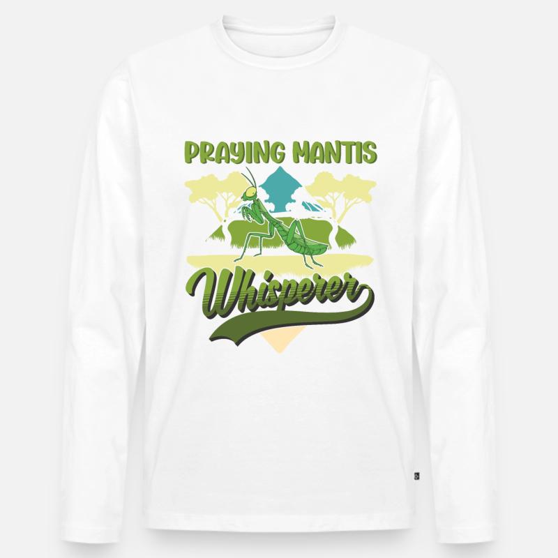Gottesanbeterin Flüsterer Mantis Fangschrecke - Männer Premium Bio Langarmshirt - Weiß