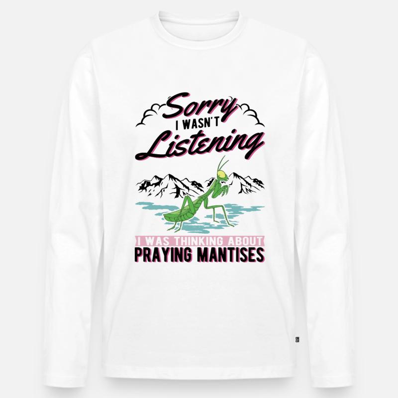 Gottesanbeterin Geschenk Mantis Fangschrecke - Männer Premium Bio Langarmshirt - Weiß