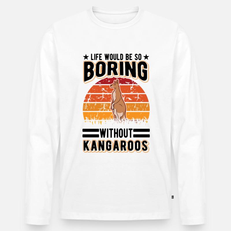 Australisches Känguru Australien Kangaroo - Männer Premium Bio Langarmshirt - Weiß