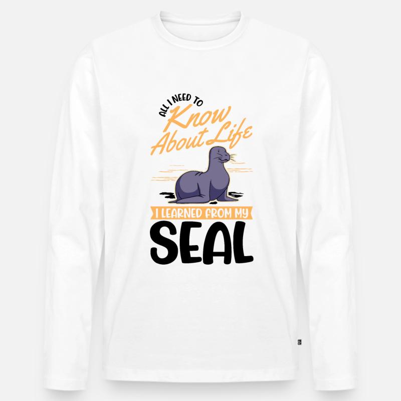 Robbe Geschenk Seehund Seelöwe - Männer Premium Bio Langarmshirt - Weiß