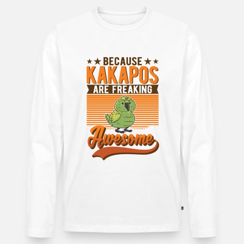 Kakapo Vogel Nachtpapagei - Männer Premium Bio Langarmshirt - Weiß