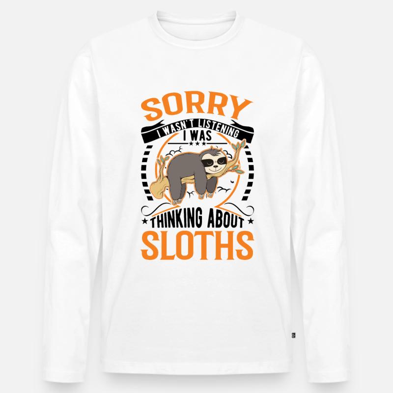 Faultier Liebhaber - Männer Premium Bio Langarmshirt - Weiß