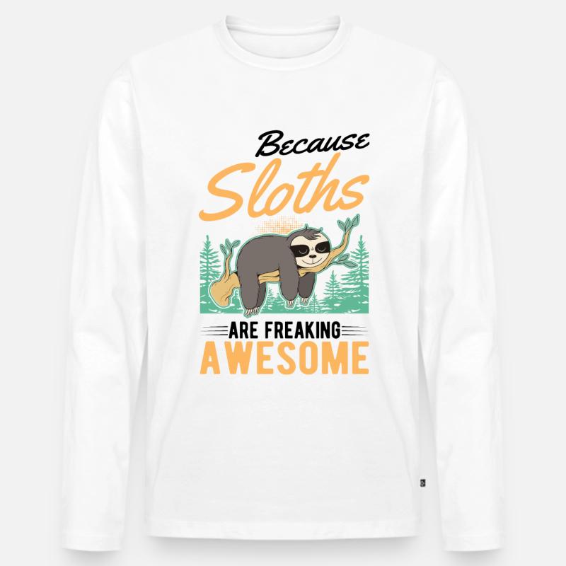 Faultier Geschenk Sloth - Männer Premium Bio Langarmshirt - Weiß
