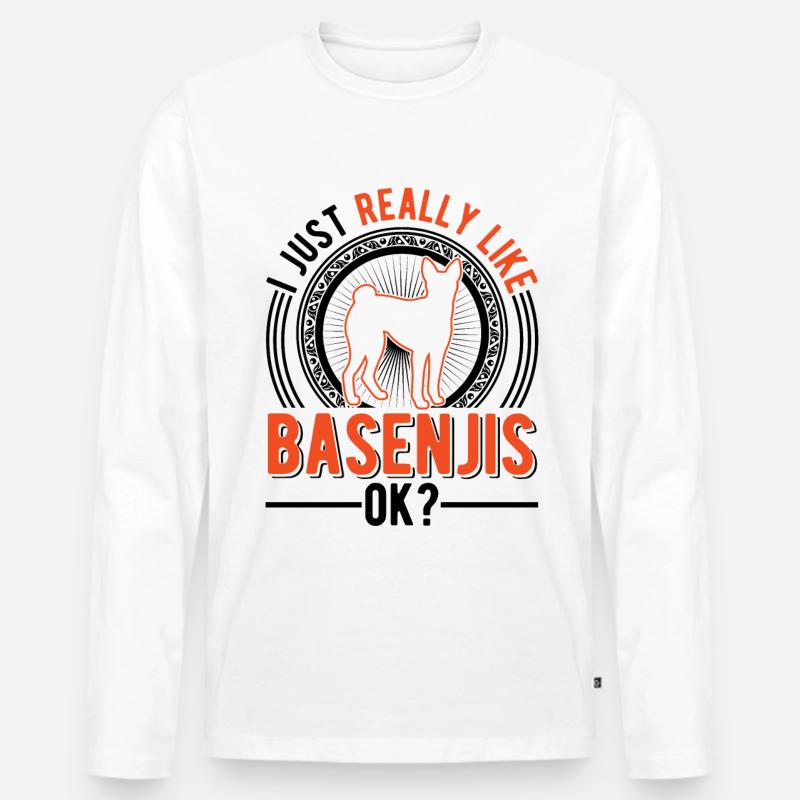 Ich mag einfach Basenjis - Männer Premium Bio Langarmshirt - Weiß
