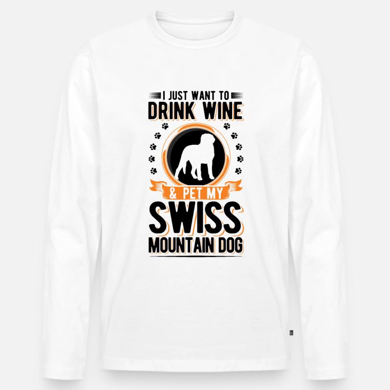 Schweizer Sennenhund und Wein - Männer Premium Bio Langarmshirt - Weiß