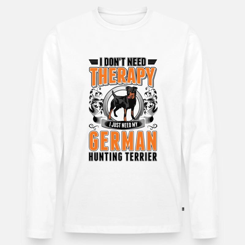Deutscher Jagdterrier Therapie - Männer Premium Bio Langarmshirt - Weiß