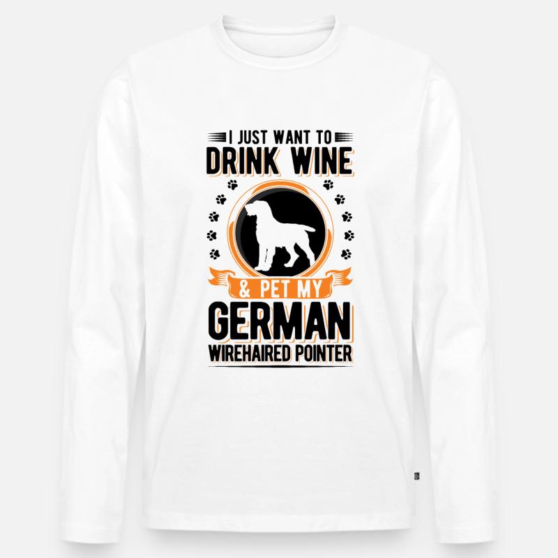 Deutsch Drahthaar Wein - Männer Premium Bio Langarmshirt - Weiß