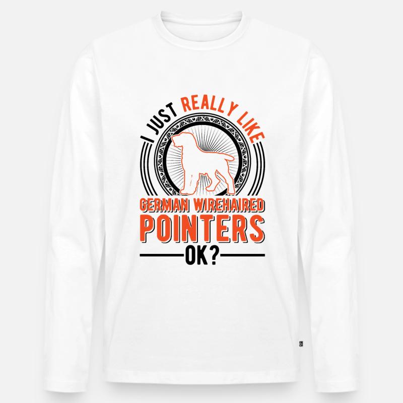Deutsch Drahthaar Geschenk - Männer Premium Bio Langarmshirt - Weiß
