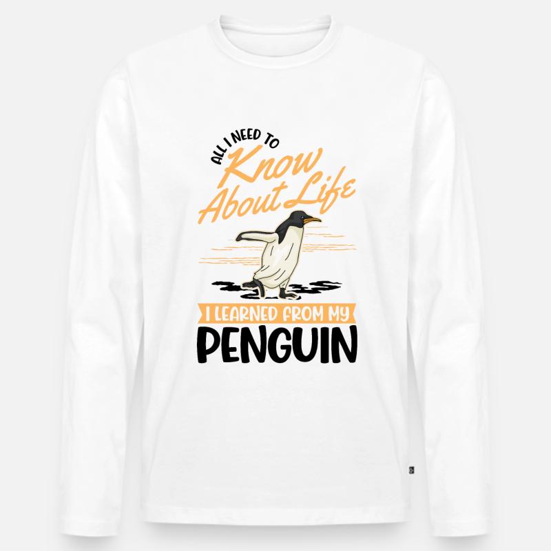 Pinguin Geschenk Penguin - Männer Premium Bio Langarmshirt - Weiß
