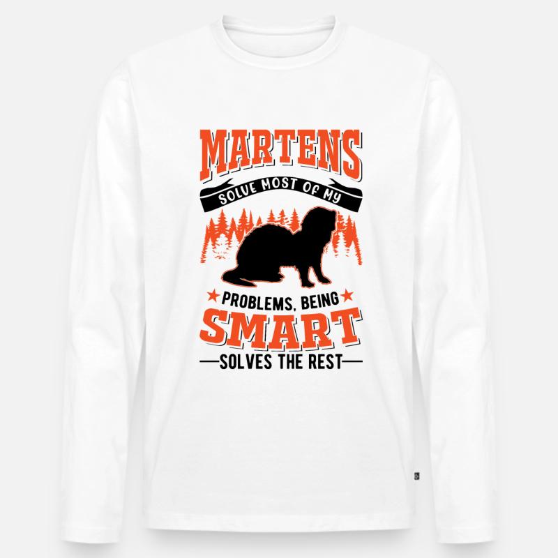 Marder Geschenk Nerz Dachs Baummarder - Männer Premium Bio Langarmshirt - Weiß