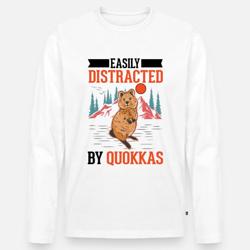 Easily distracted by Quokkas - Männer Premium Bio Langarmshirt - Weiß