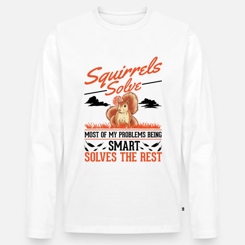 Squirrel Gift Grey Squirrel - Men's Premium Organic Long Sleeve Shirt - white