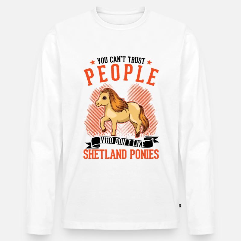 Shetland Pony Geschenk Shetty - Männer Premium Bio Langarmshirt - Weiß