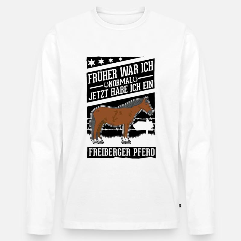 Freiberger Pferd Reiterin - Männer Premium Bio Langarmshirt - Weiß