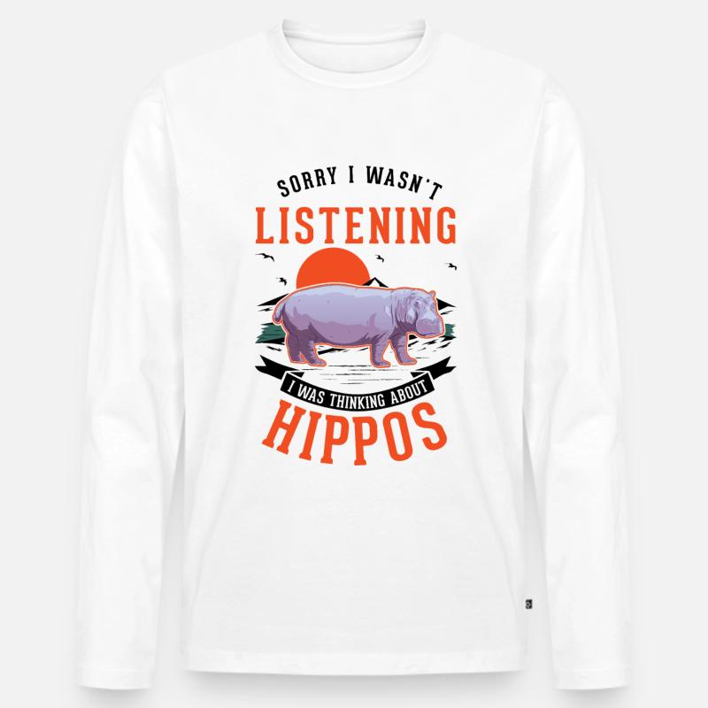 Nilpferd Geschenk Flusspferd Hippo - Männer Premium Bio Langarmshirt - Weiß