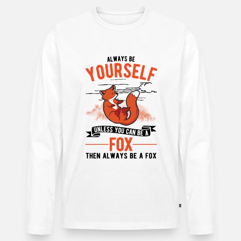 Fuchs Geschenk Rotfuchs - Männer Premium Bio Langarmshirt - Weiß