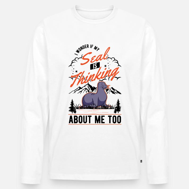 Robbe Geschenk Seehund Seelöwe - Männer Premium Bio Langarmshirt - Weiß