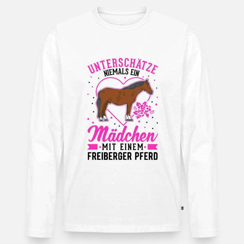 Freiberger Pferd Mädchen - Männer Premium Bio Langarmshirt - Weiß