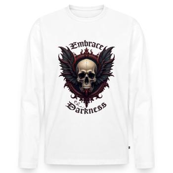 Gothic skull wings baroque skull dark skull skull - Men's Premium Organic Long Sleeve Shirt - white - Front - Nico (187cm)
