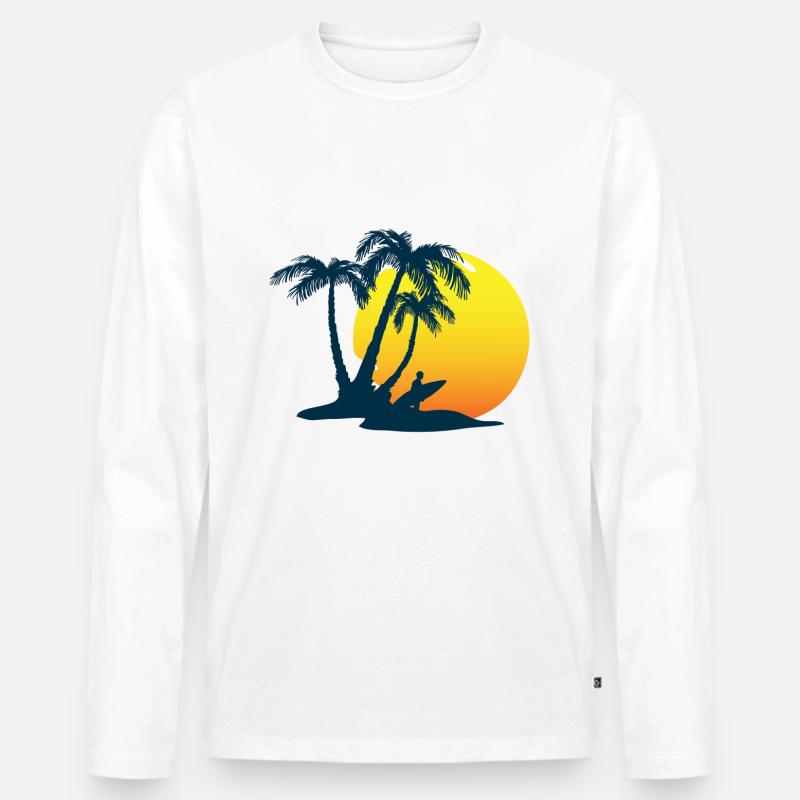 Palme - Männer Premium Bio Langarmshirt - Weiß