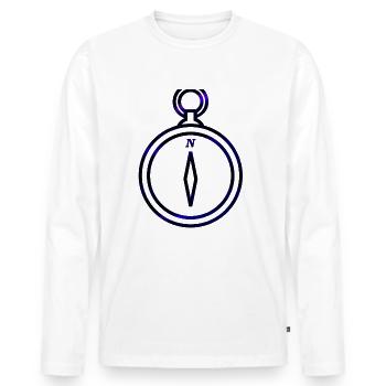 Kompass - Männer Premium Bio Langarmshirt - Weiß - Vorne - Nico (187cm)