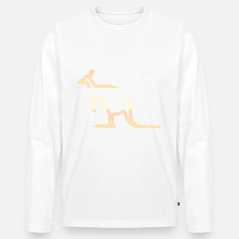 Känguru - Männer Premium Bio Langarmshirt - Weiß