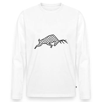 Hirsch - Männer Premium Bio Langarmshirt - Weiß - Vorne - Nico (187cm)