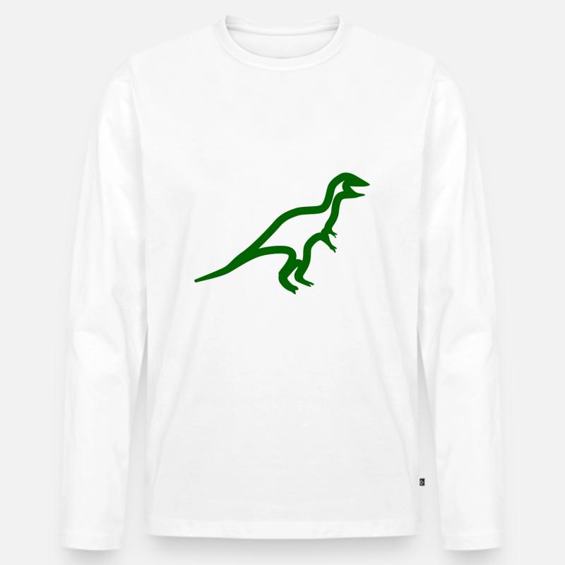 Dinosaurier - Männer Premium Bio Langarmshirt - Weiß
