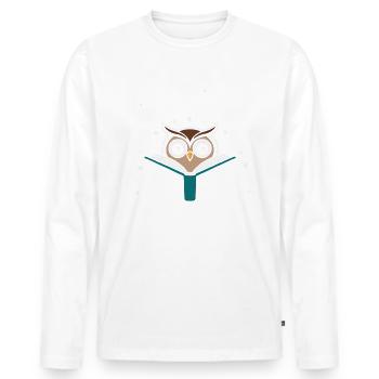 Night Owl Owl Owl Bird - Men's Premium Organic Long Sleeve Shirt - white - Front - Nico (187cm)