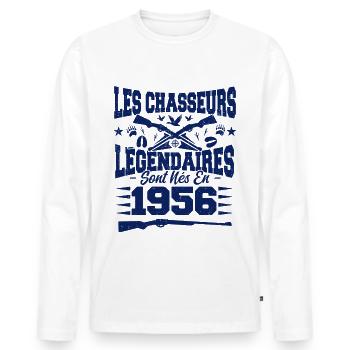 Chasseur légendaire nées en 1956 anniversaire - T-shirt manches longues Premium bio Homme - blanc - Devant - Nico (187cm)