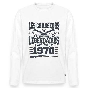 Chasseur légendaire nées en 1970 anniversaire - T-shirt manches longues Premium bio Homme - blanc - Devant - Nico (187cm)