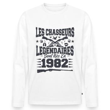 Chasseur légendaire nées en 1982 anniversaire - T-shirt manches longues Premium bio Homme - blanc - Devant - Nico (187cm)