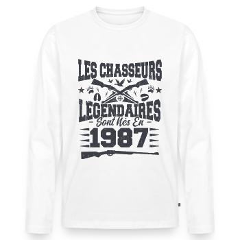 Chasseur légendaire nées en 1987 anniversaire - T-shirt manches longues Premium bio Homme - blanc - Devant - Nico (187cm)