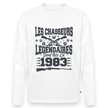 Chasseur légendaire nées en 1983 anniversaire - T-shirt manches longues Premium bio Homme - blanc - Devant - Nico (187cm)