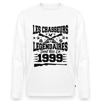 Chasseur légendaire nées en 1999 anniversaire - T-shirt manches longues Premium bio Homme - blanc - Devant - Nico (187cm)