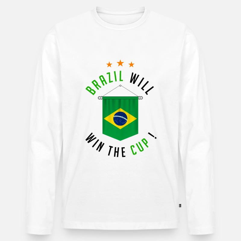 Brasilien wird den Pokal gewinnen! - Männer Premium Bio Langarmshirt - Weiß