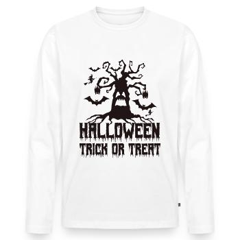 Halloween | Trick or Treat - T-shirt manches longues Premium bio Homme - blanc - Devant - Nico (187cm)