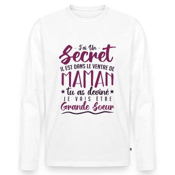 Tu as deviné je vais être grande soeur | Humour - T-shirt manches longues Premium bio Homme - blanc - Devant - Nico (187cm)