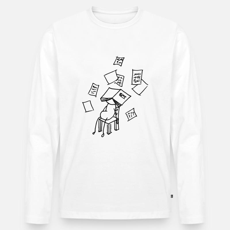 krank oder Schule - Männer Premium Bio Langarmshirt - Weiß