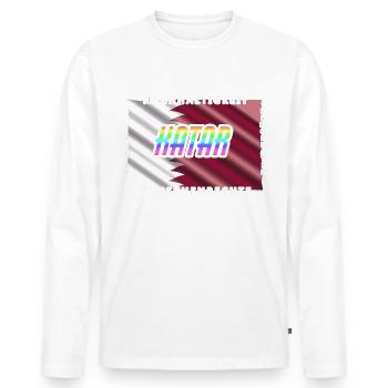Katar Kritik WM Boykott Spruch - Männer Premium Bio Langarmshirt - Weiß - Vorne - Nico (187cm)