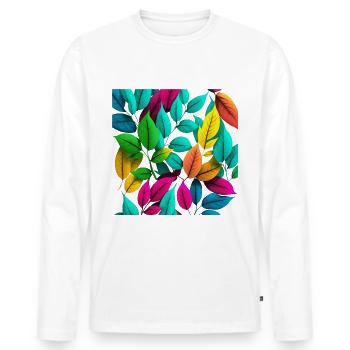 Bunte Blätter Geschenk - Männer Premium Bio Langarmshirt - Weiß - Vorne - Nico (187cm)