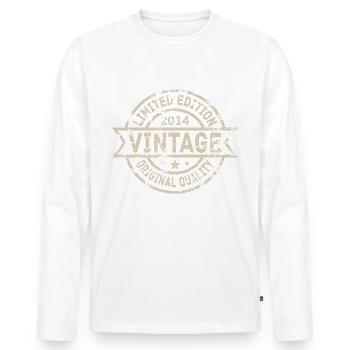 2014 Né Anniversaire Année de Naissance Millésime - T-shirt manches longues Premium bio Homme - blanc - Devant - Nico (187cm)