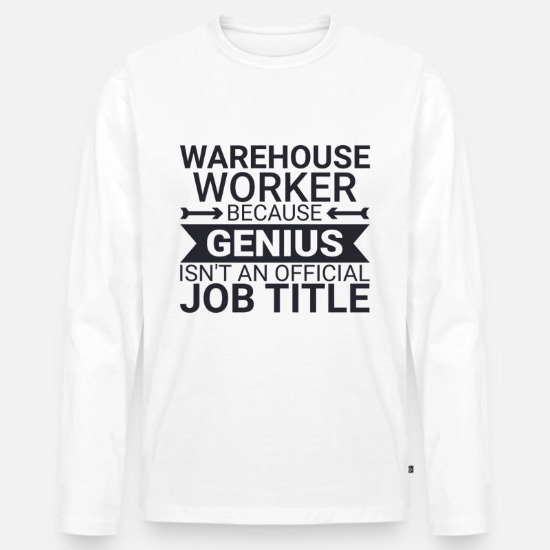 Warehouse Worker Genius - Männer Premium Bio Langarmshirt - Weiß