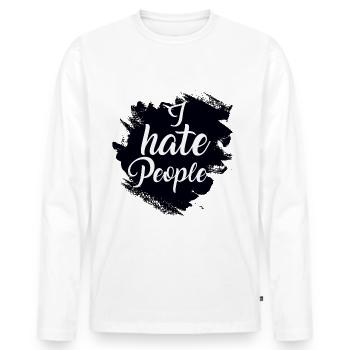 I hate people - T-shirt manches longues Premium bio Homme - blanc - Devant - Nico (187cm)