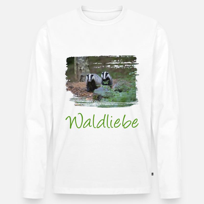 wald 57 mit dachs - Männer Premium Bio Langarmshirt - Weiß