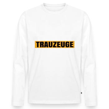 Willst du mein Trauzeuge sein? Fun Sprüche Frage - Männer Premium Bio Langarmshirt - Weiß - Vorne - Nico (187cm)