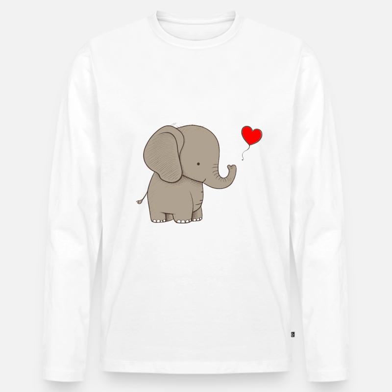 Elefant mit Herz Geschenk - Männer Premium Bio Langarmshirt - Weiß